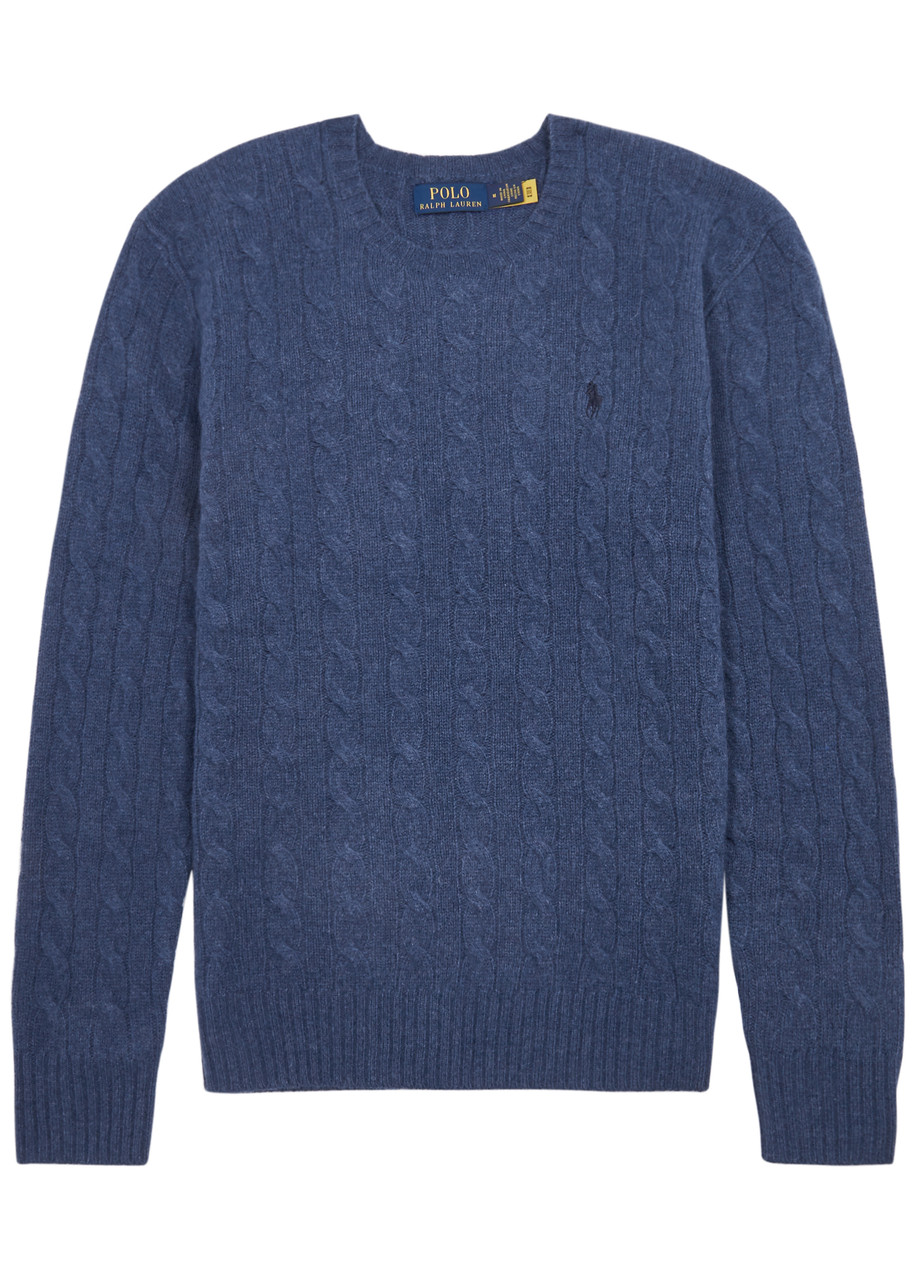 Polo Ralph Lauren Cable-knit Wool-blend Jumper In Blue