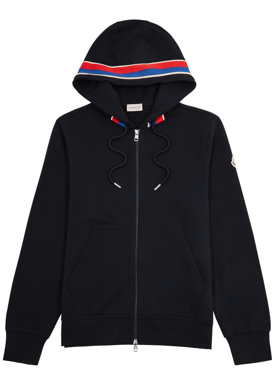 Moncler Hooded Stretch-cotton Sweatshirt In Navy
