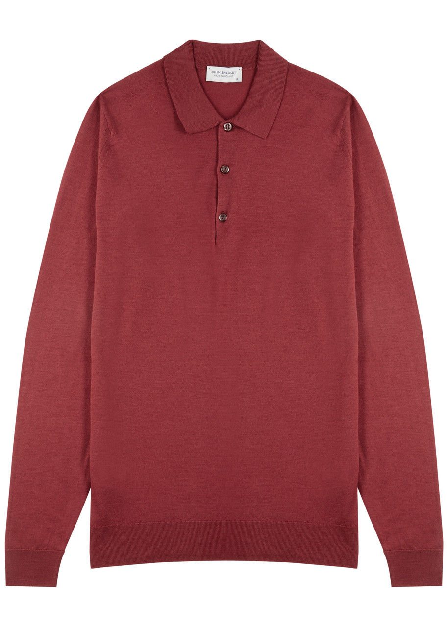 John Smedley Belper Wool Polo Shirt In Red