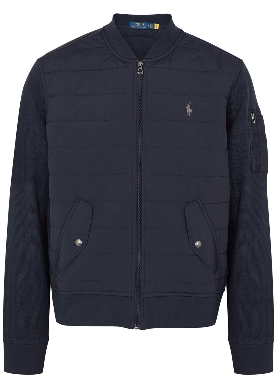 Polo Ralph Lauren Quilted Shell And Cotton-blend Jacket In Navy