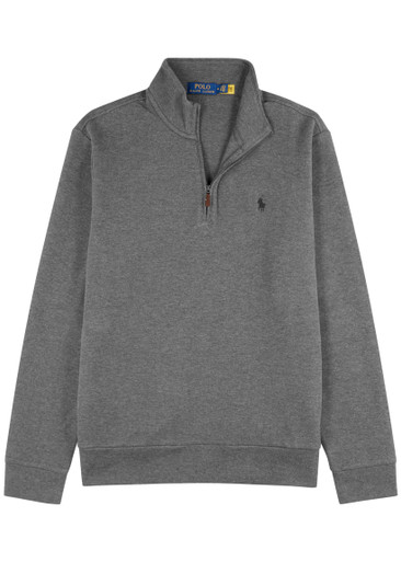 POLO RALPH LAUREN Logo half-zip cotton-blend jumper | Harvey 