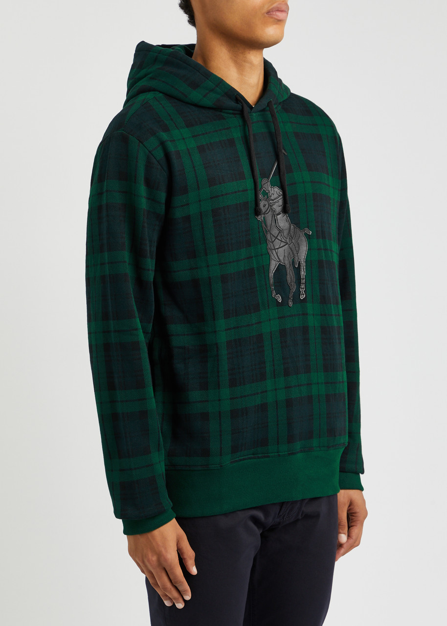POLO RALPH LAUREN POLO RALPH LAUREN CHECKED HOODED COTTON-BLEND SWEATSHIRT