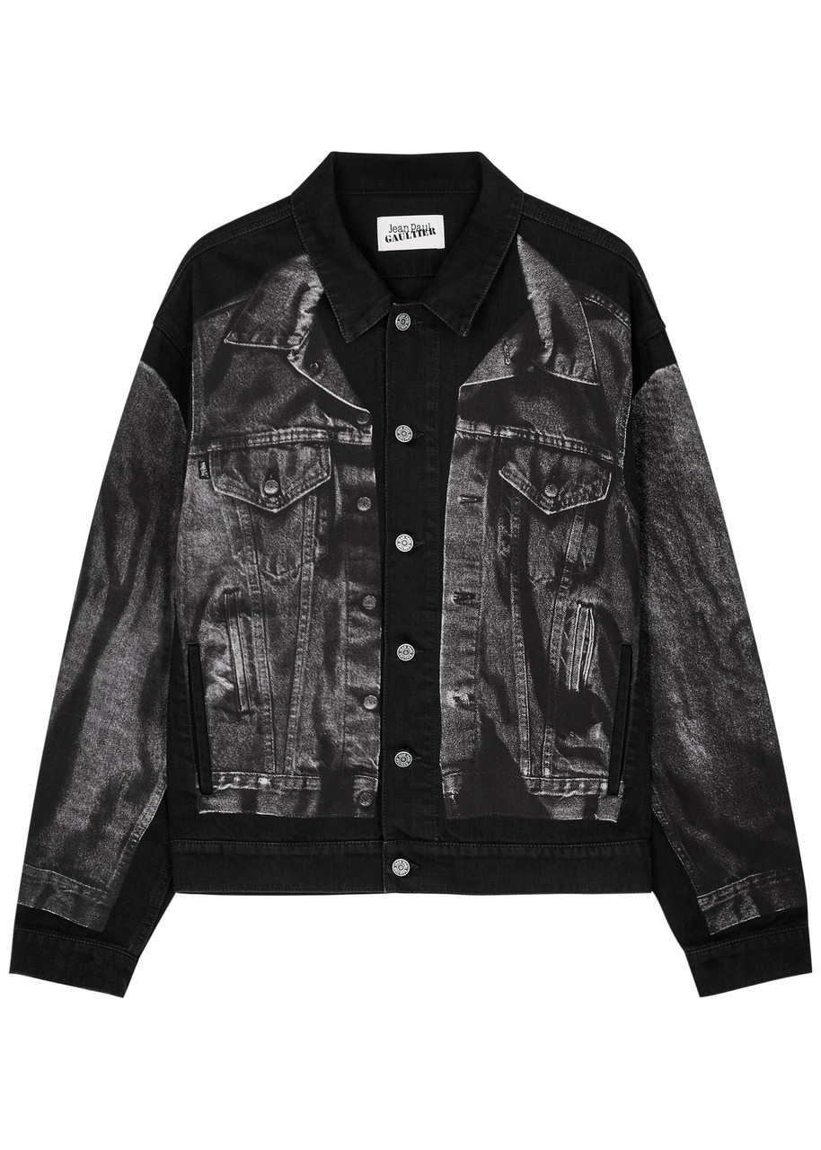 Shop Jean Paul Gaultier Trompe L'oeil Printed Denim Jacket In Black