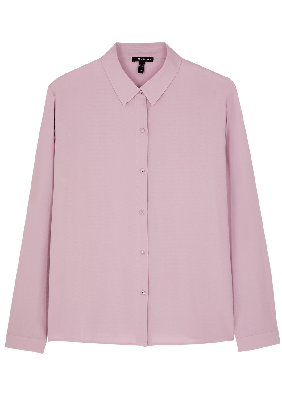 Eileen Fisher Silk Crepe De Chine Shirt In Lilac