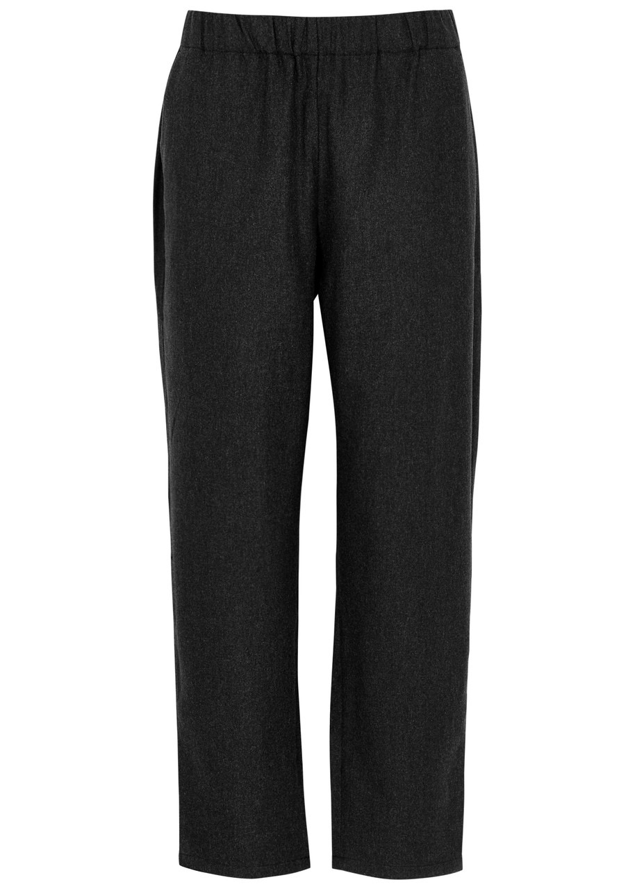 Eileen Fisher Tapered-leg Wool Trousers In Dark Grey
