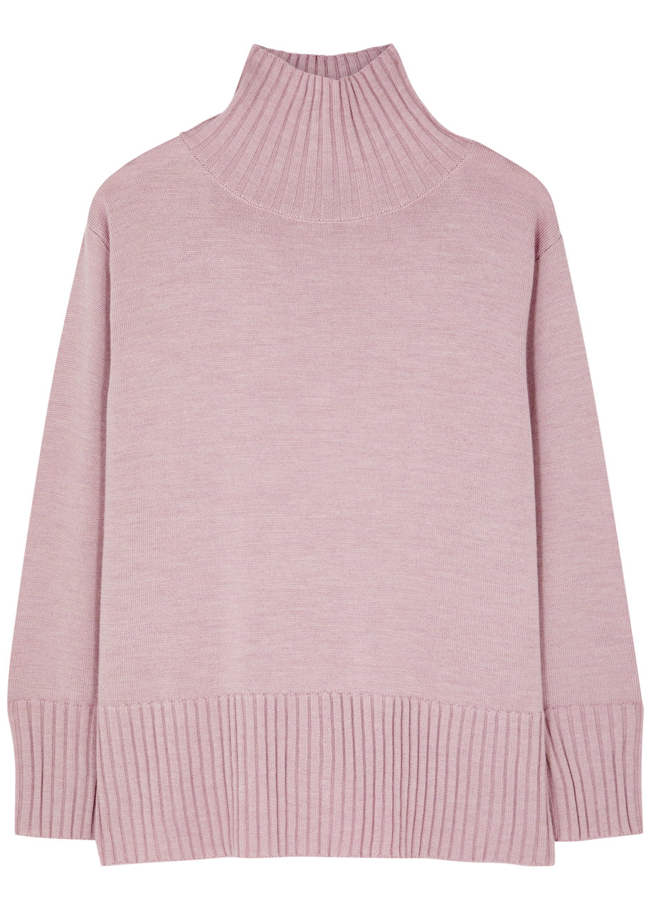 Eileen Fisher High-neck Wool Jumper In Lilac