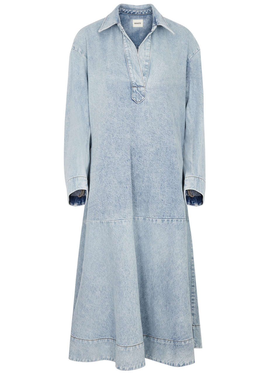 KHAITE FRANKA DENIM MIDI DRESS