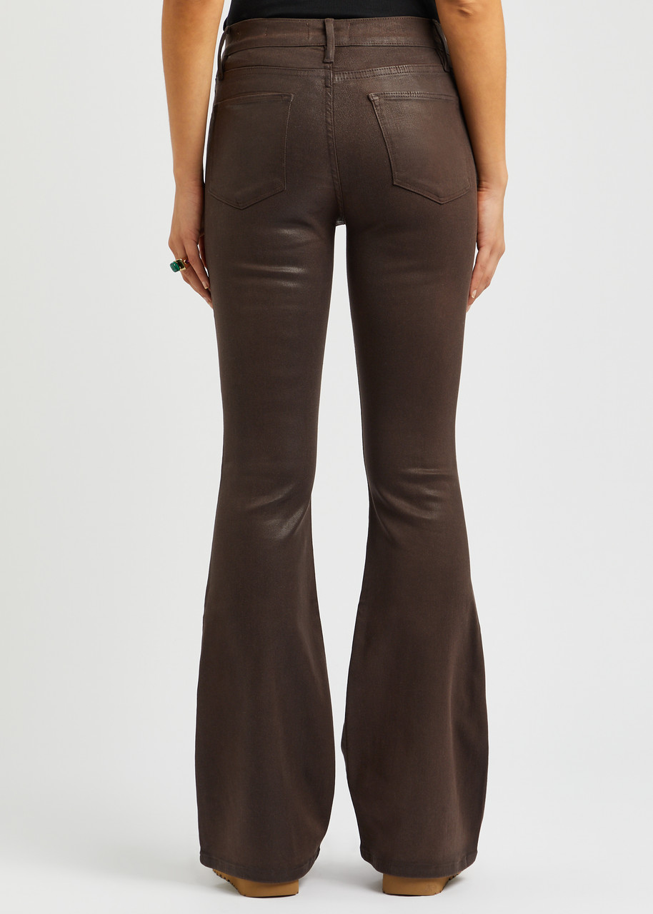  Frame Le High Flare Coated Jeans - Dark Brown - 30 (w30 / Uk 12 / M) 
