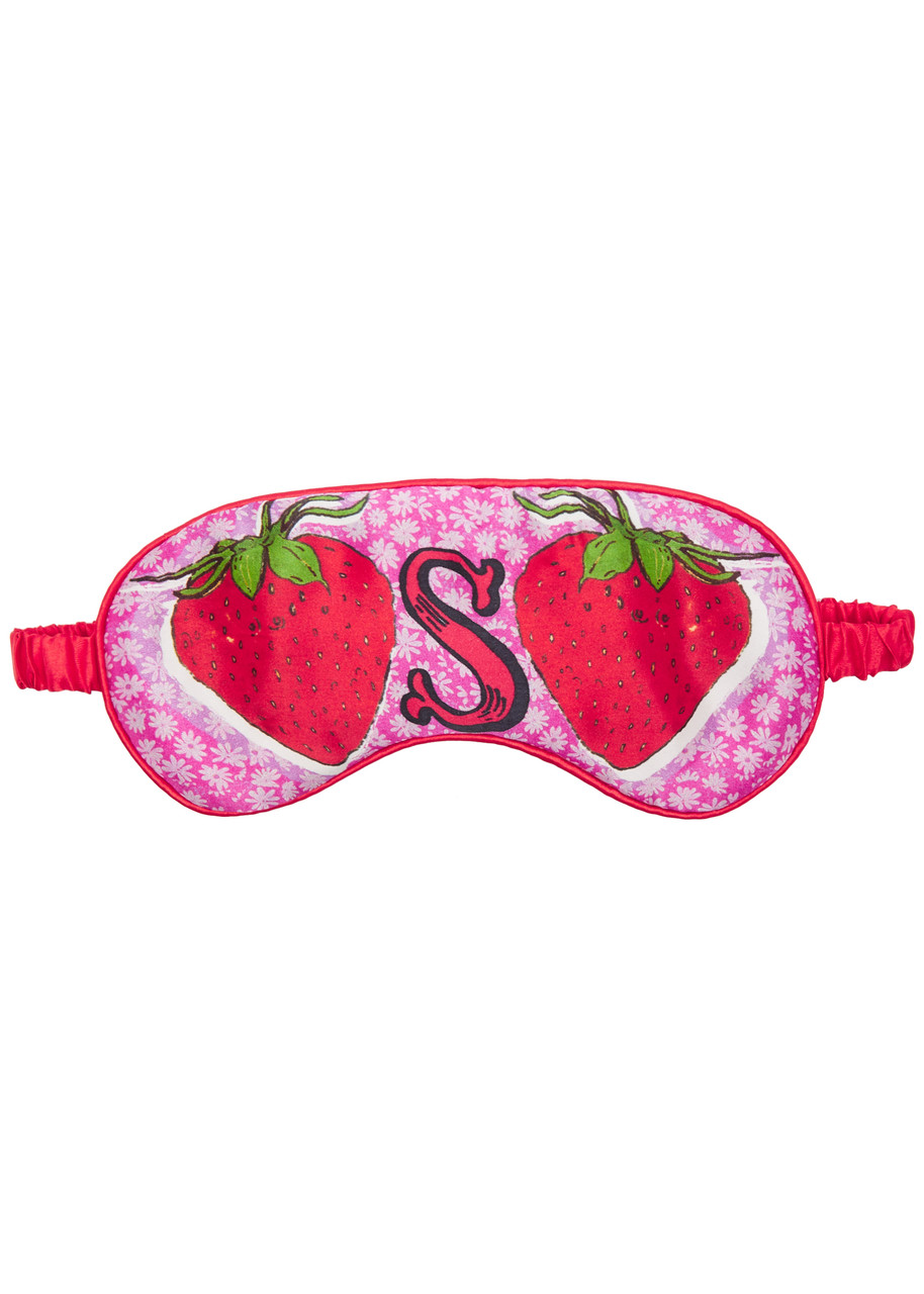 Jessica Russell Flint S Is For Strawberries Silk Eye Mask In Red