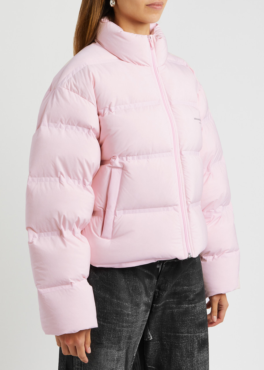  Alexander Wang Cropped Quilted Shell Jacket - Light Pink - M (uk12 / M) 