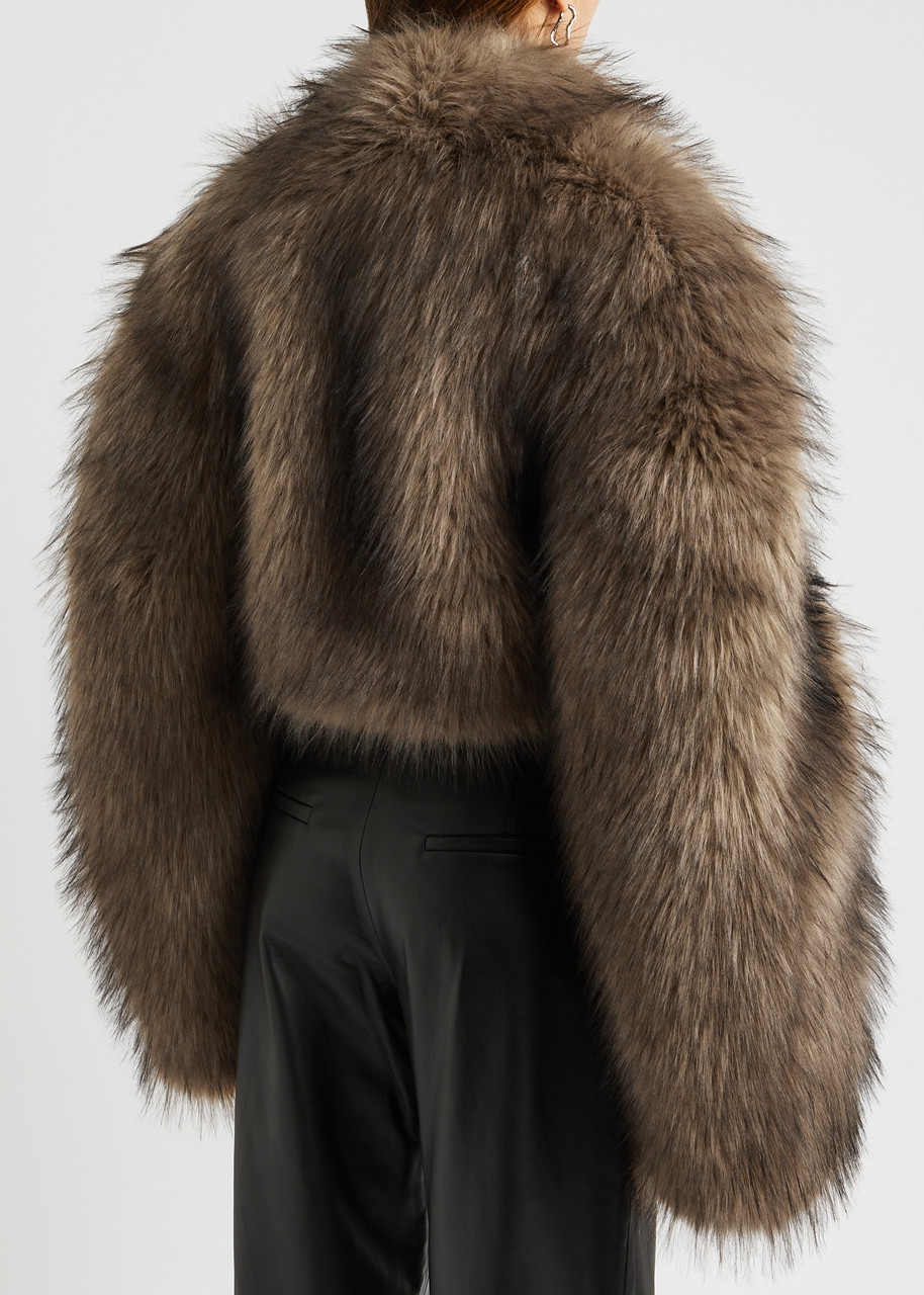  A.w.a.k.e Mode Cropped Faux-fur Jacket - Brown - L (uk14 / L) 