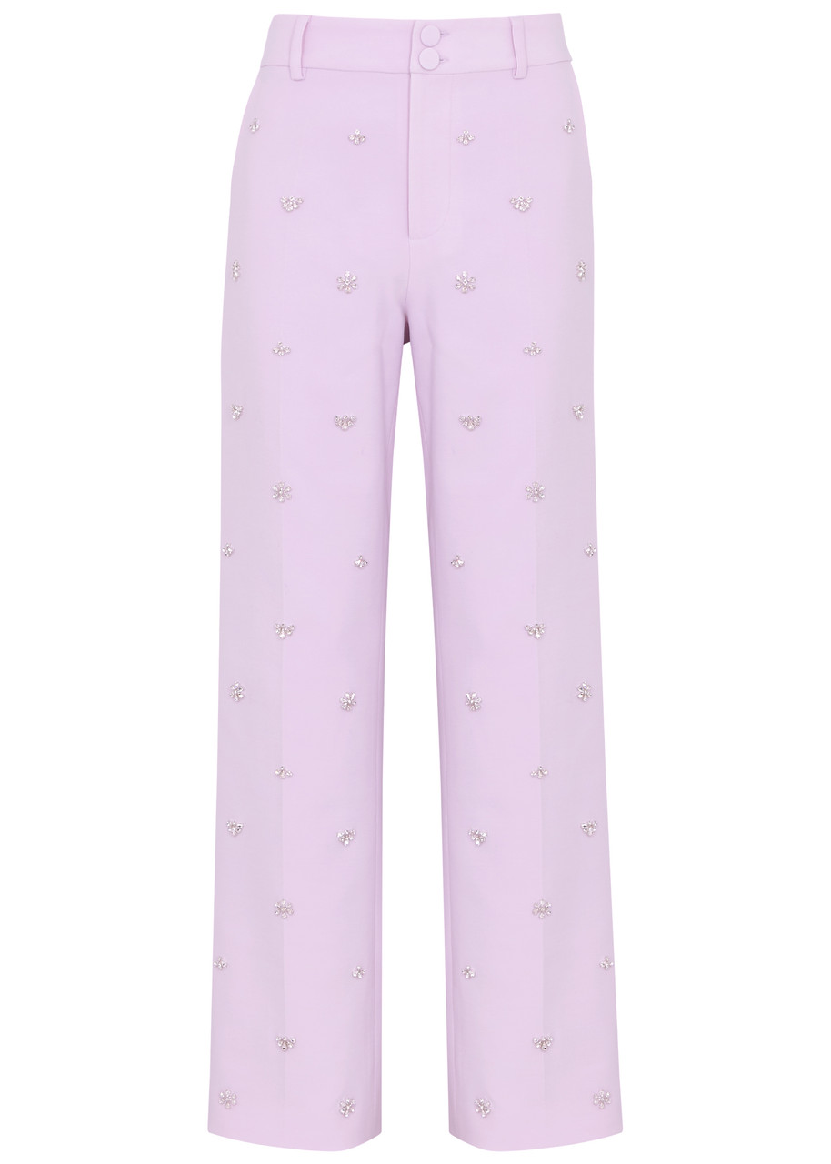 Huishan Zhang Miles Crystal-embellished Straight-leg Trousers In Pink