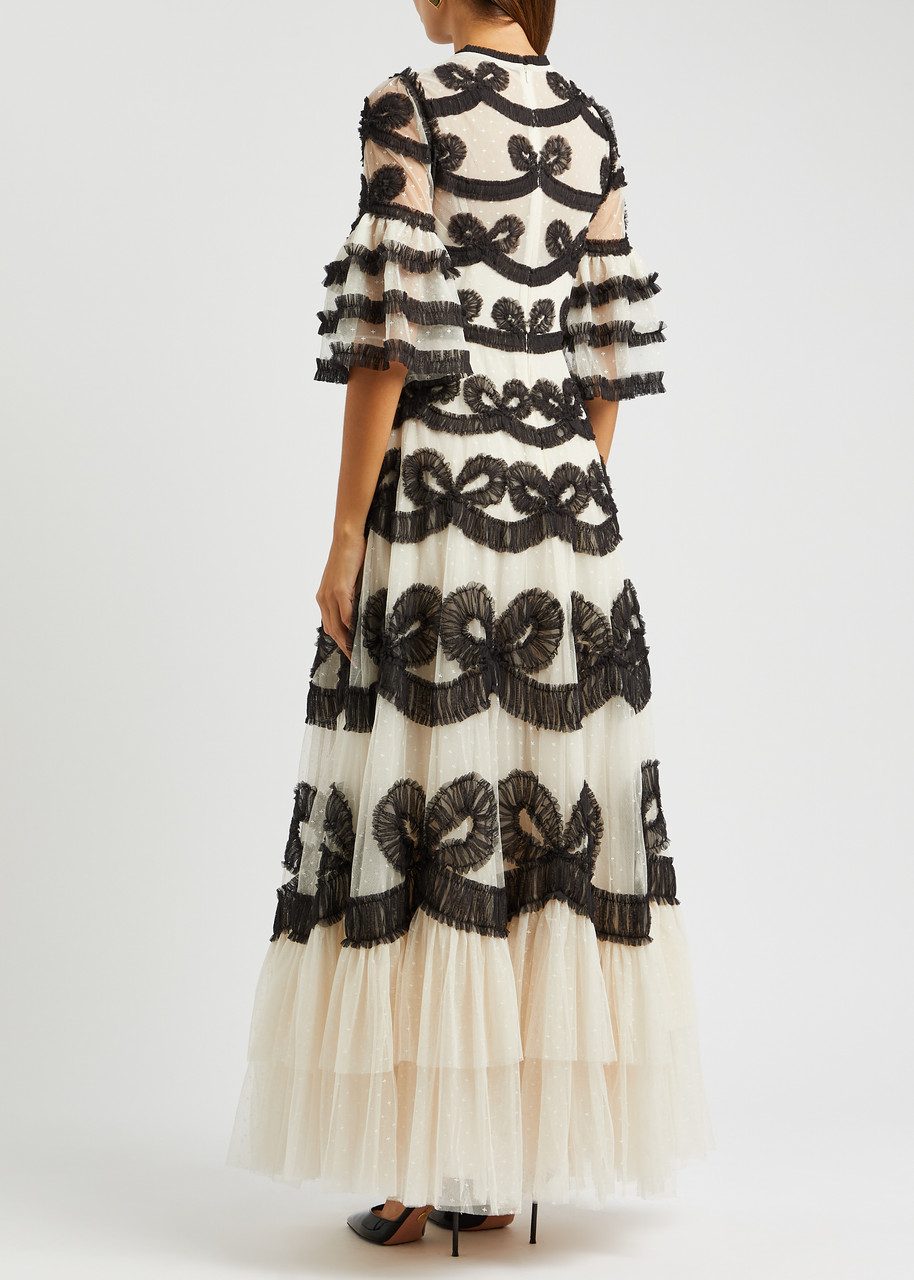  Needle & Thread Ingrid Bow-embellished Tulle Gown - Cream - 8 (uk8 / S) 