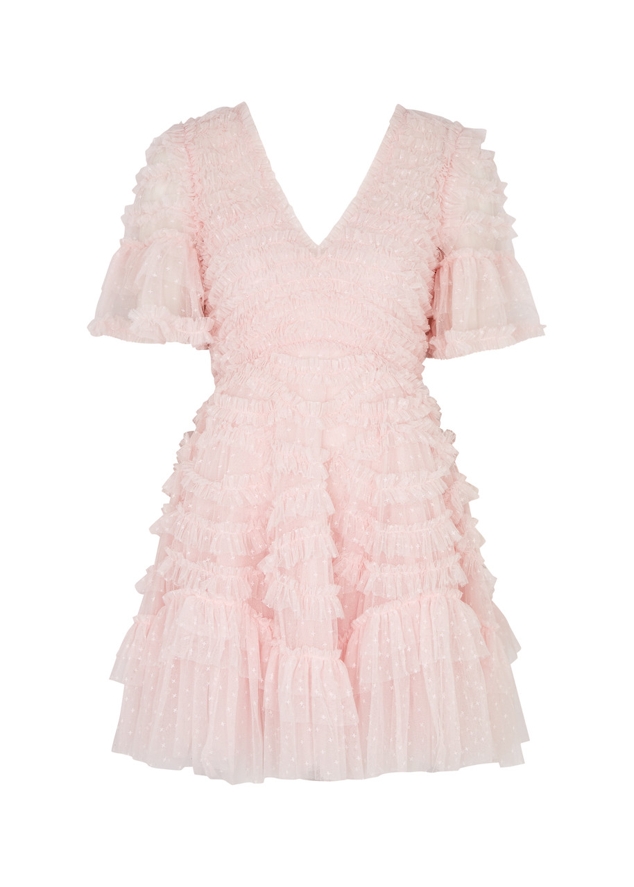 Needle & Thread Phoenix Ruffled Tulle Mini Dress In Light Pink