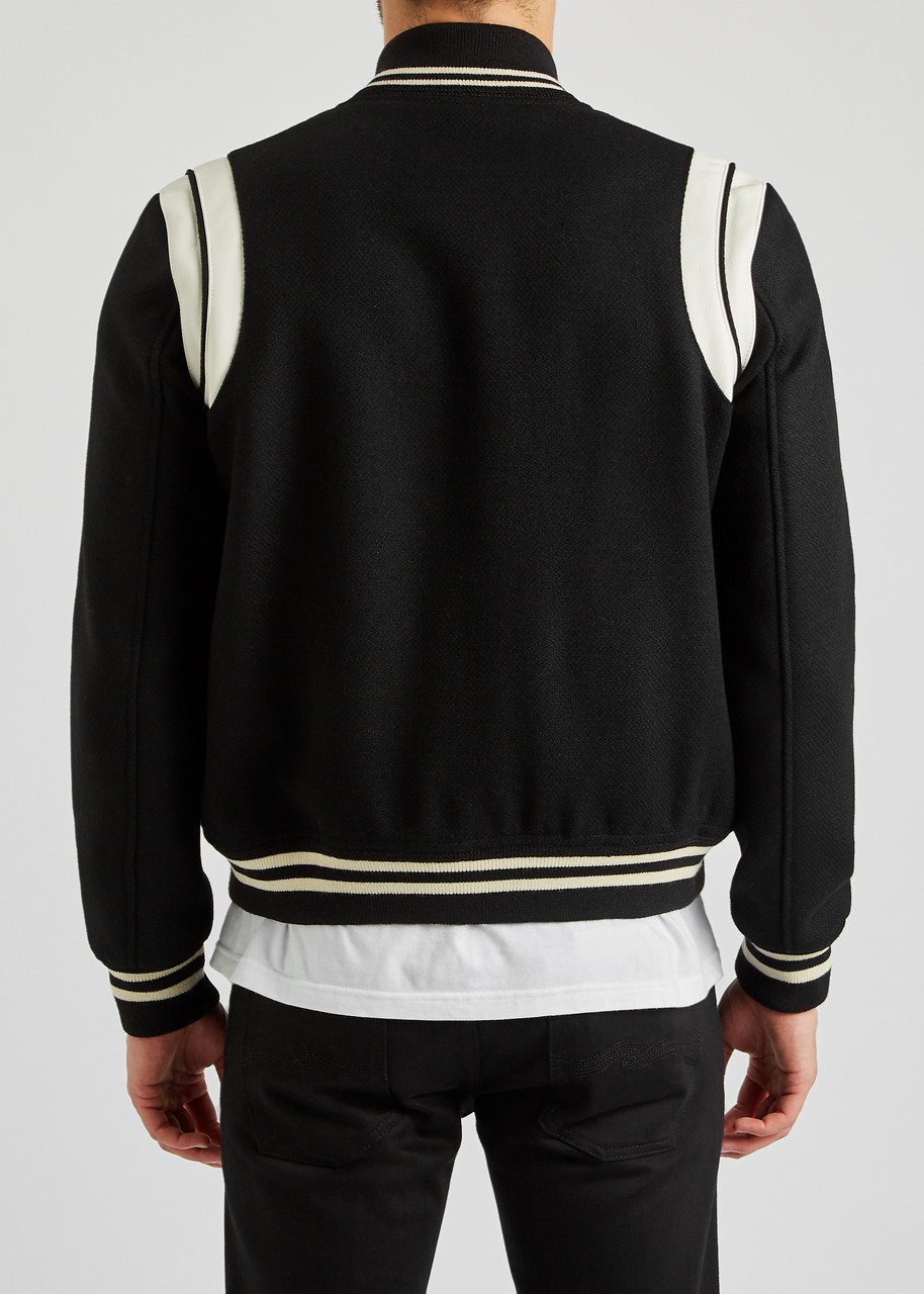  Saint Laurent Panelled Wool-blend Bomber Jacket - Black - 48 