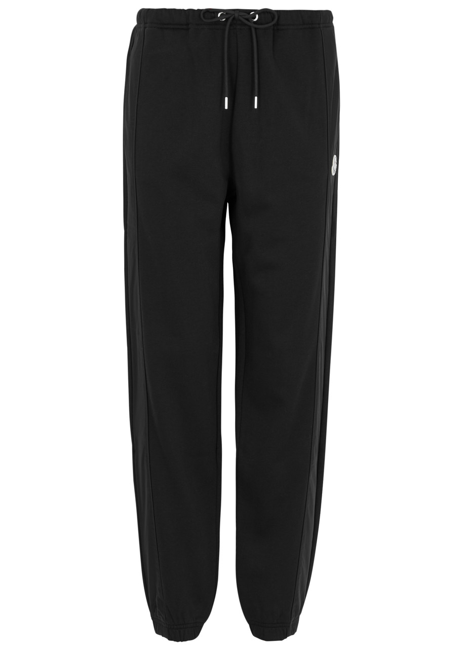 Moncler Panelled Cotton-blend Sweatpants In Black