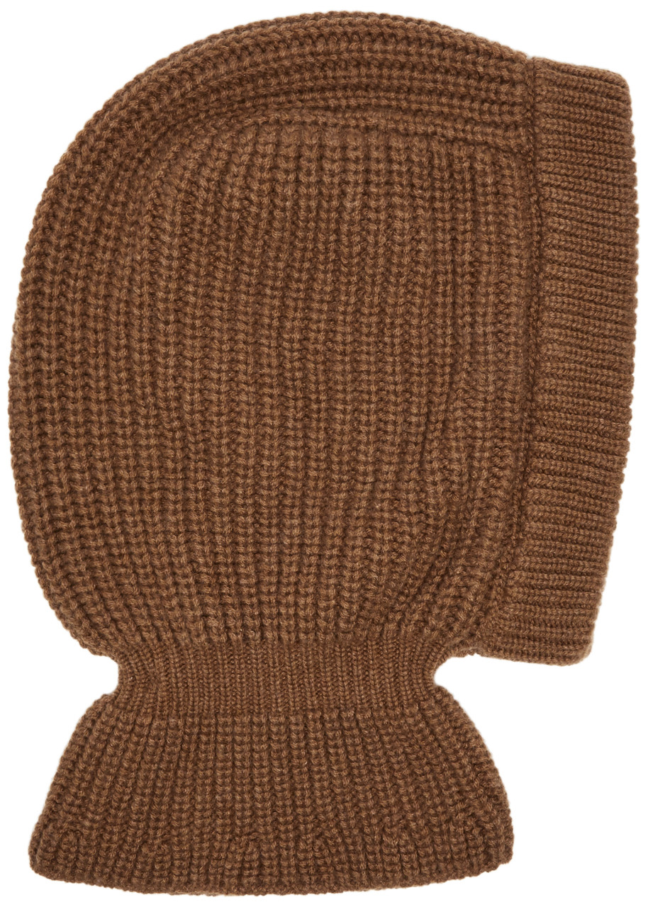  Inverni Ribbed Cashmere Balaclava - Chocolate - One Size 
