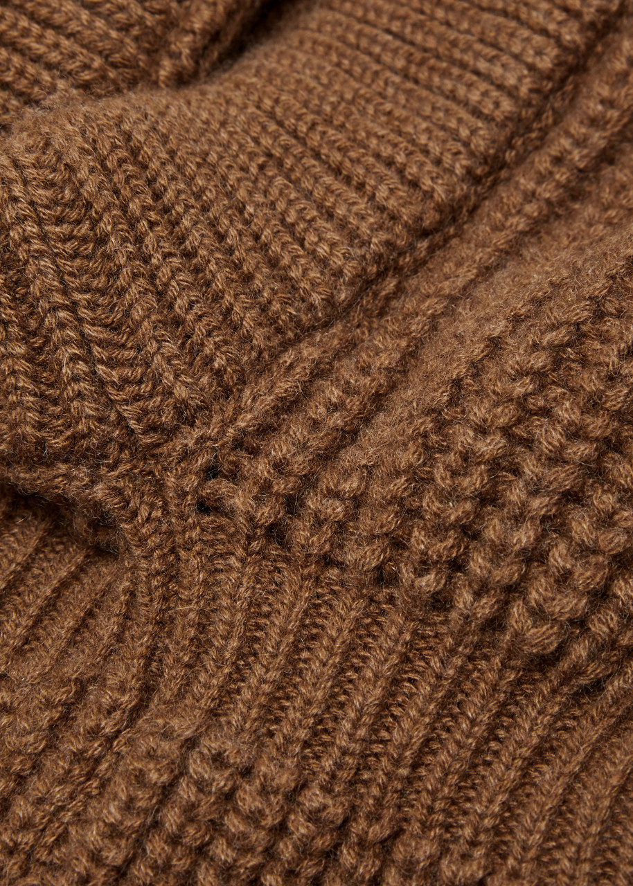  Inverni Ribbed Cashmere Balaclava - Chocolate - One Size 