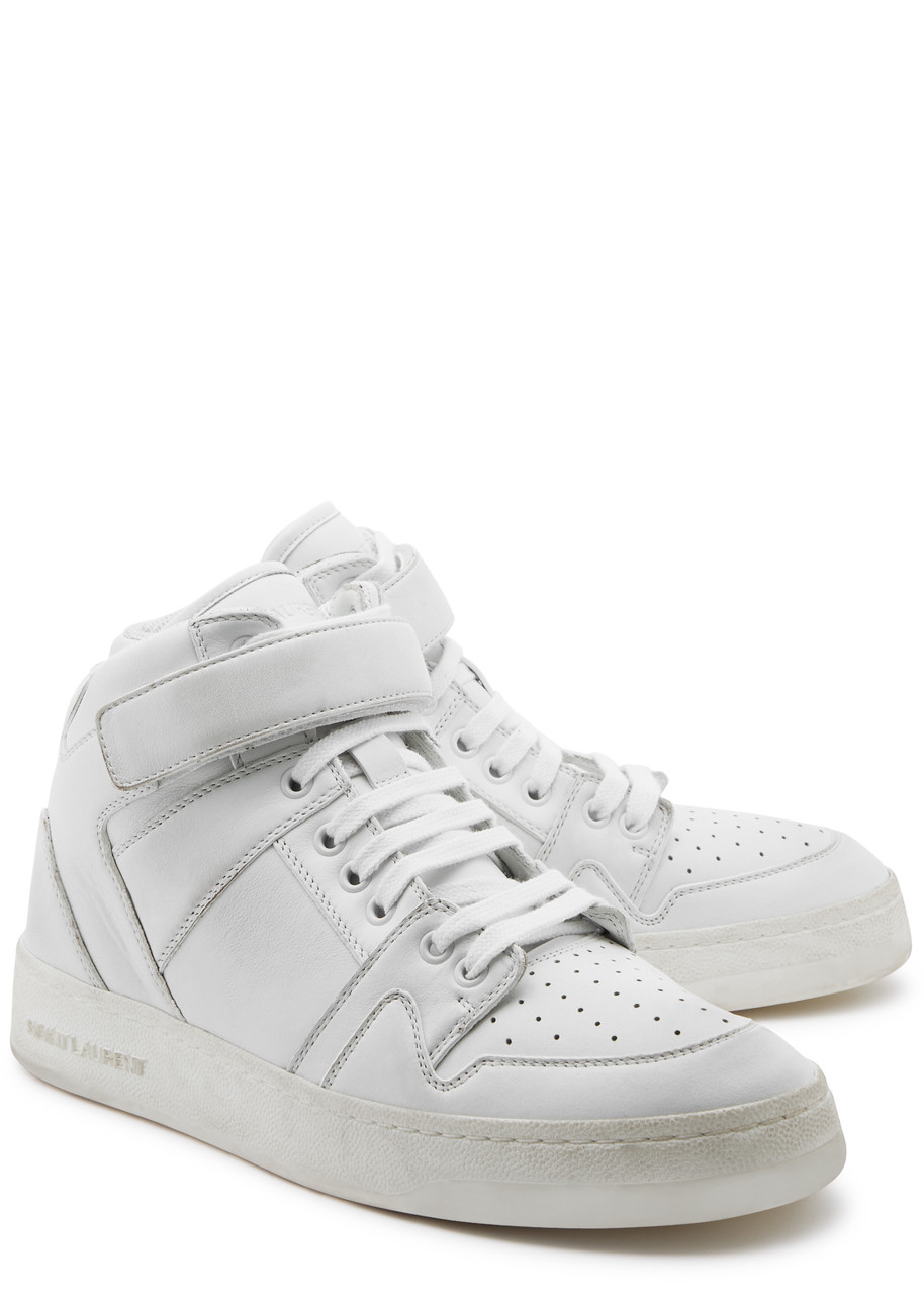  Saint Laurent Jefferson Panelled Leather Sneakers - White - 40 (it40 / Uk7), Saint Laurent Trainers, Ripped - 40 (it40 / Uk7) 