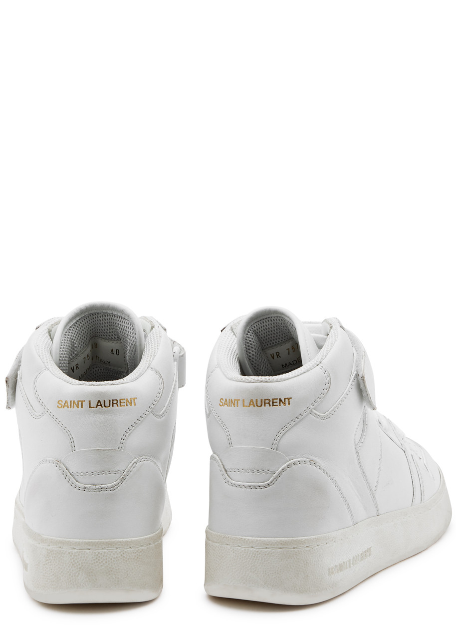  Saint Laurent Jefferson Panelled Leather Sneakers - White - 40 (it40 / Uk7), Saint Laurent Trainers, Ripped - 40 (it40 / Uk7) 