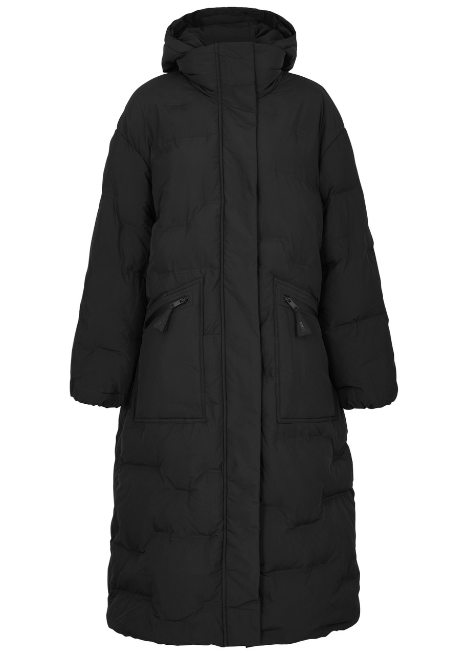 Ganni Hooded Quilted Shell Coat - Black - L/XL (UK16/XL