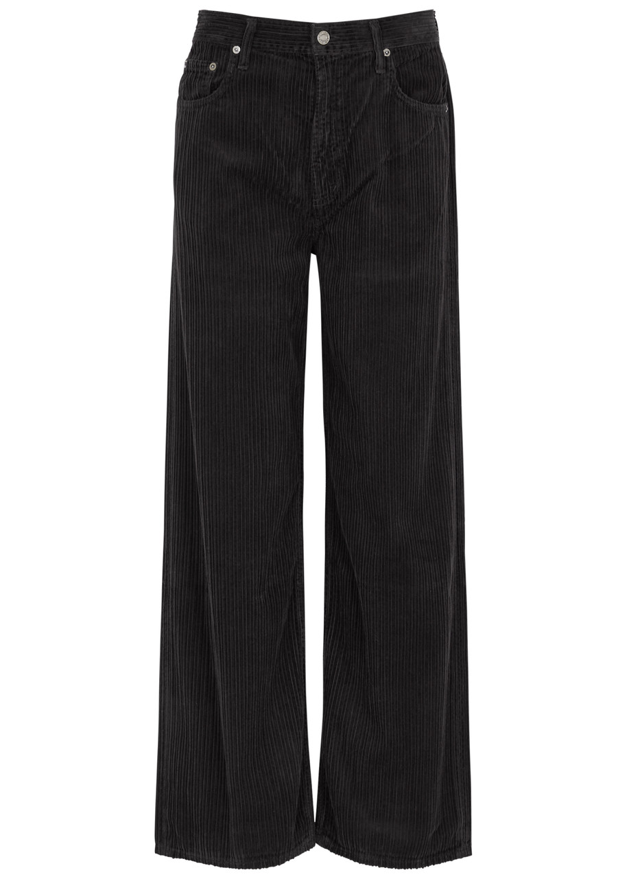 Shop Agolde Slung Wide-leg Corduroy Jeans In Dark Grey