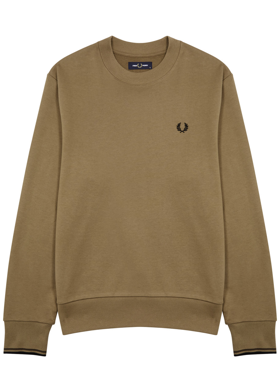 Fred Perry Logo-embroidered Cotton Sweatshirt In Brown
