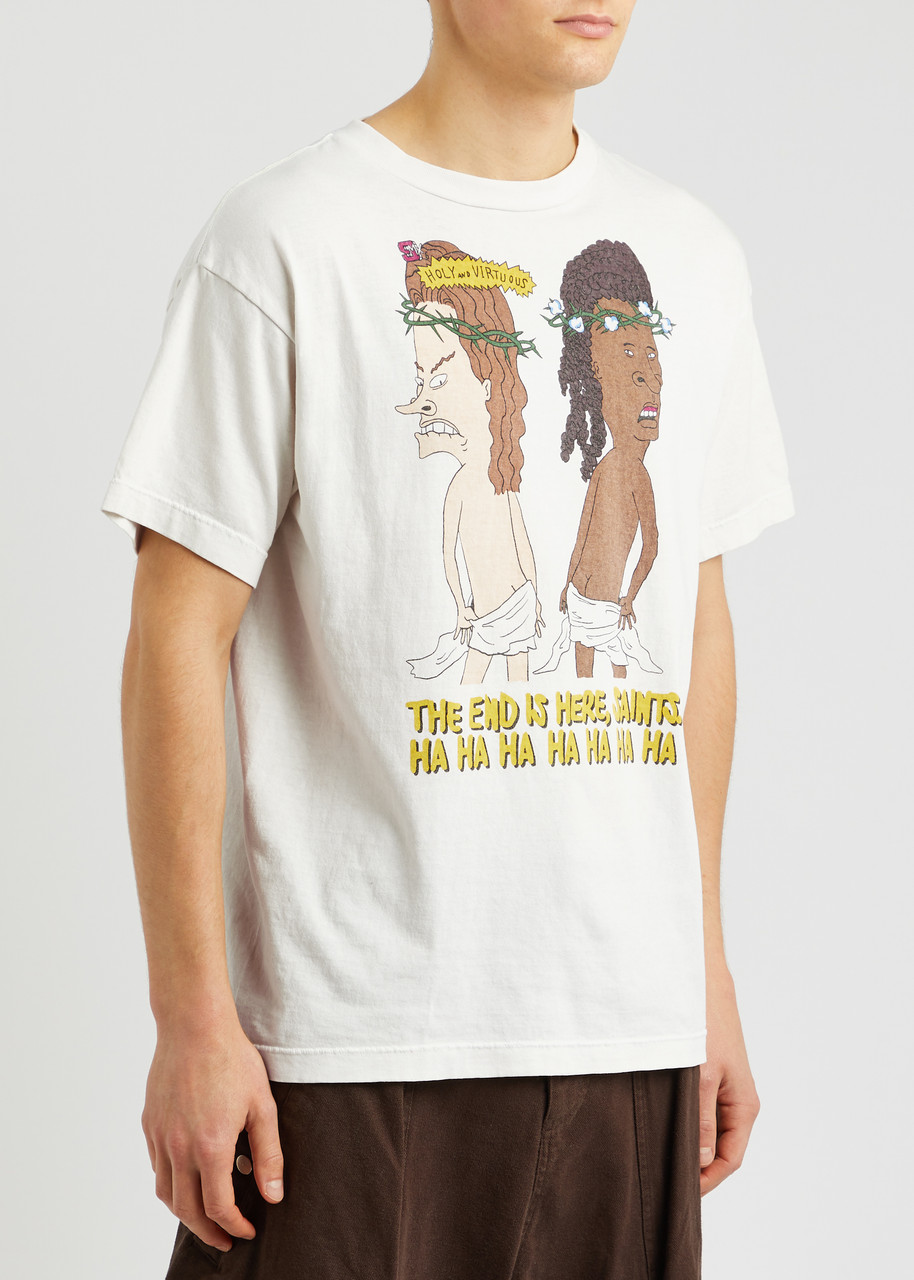 Saint Mxxxxxx Graphic-print Cotton T-shirt In Cream