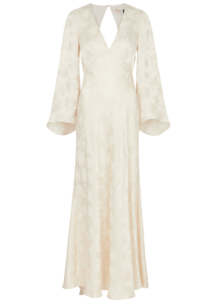 Rixo London Rixo Rosabella Floral-jacquard Silk-satin Maxi Dress In Ivory