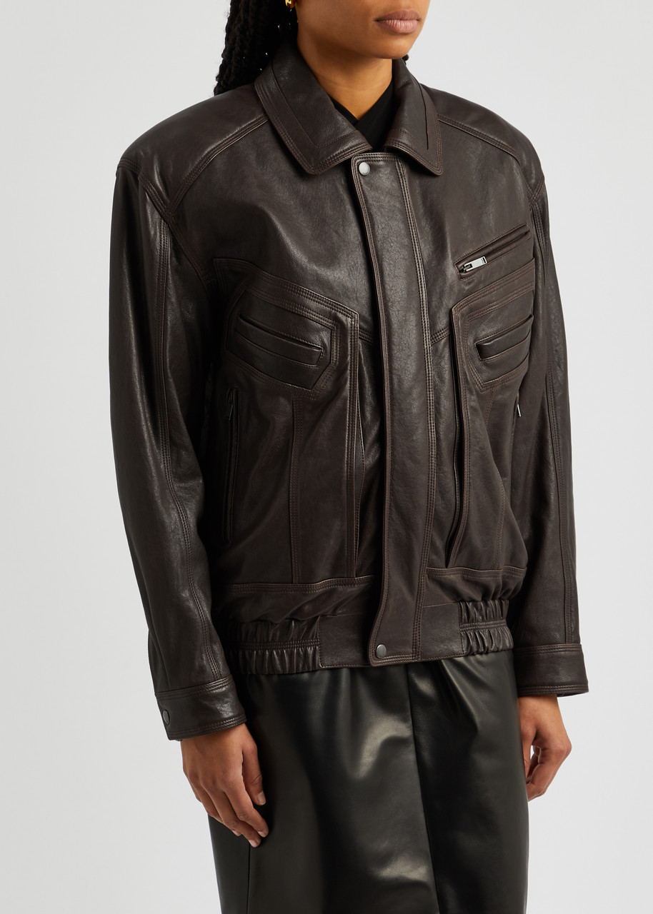  Saint Laurent - Women's Dark Brown Vintage-inspired Leather Jacket - Size 38 (uk10/s) & Regular Fit - 38 (uk10 / S) 