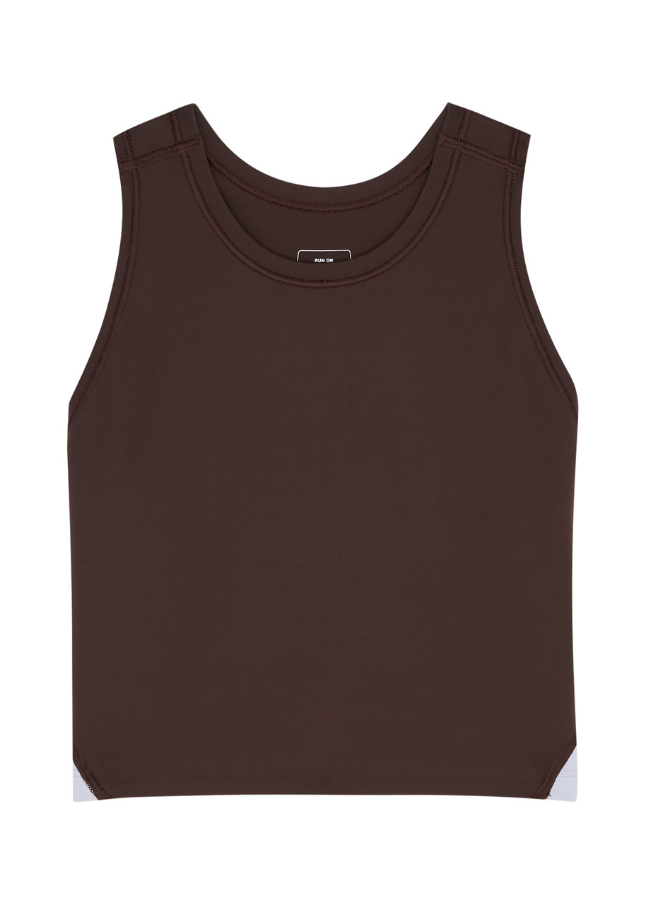 On Running Movement Stretch-jersey Bra Top In Brown