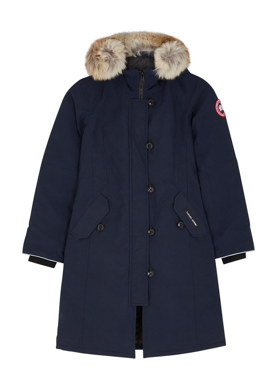 Canada Goose Kids Britannia Fur-trimmed Arctic-tech Parka In Navy