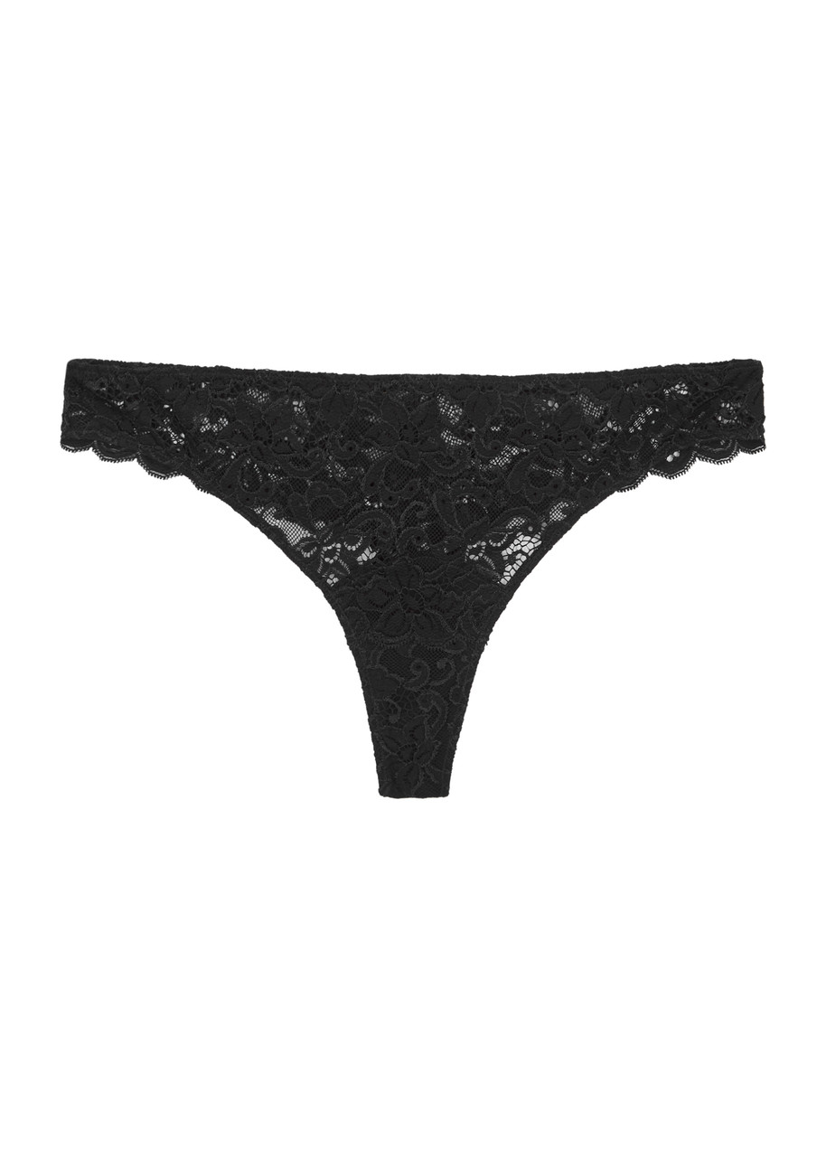 Hanro Moments Lace Thong - Black - L
