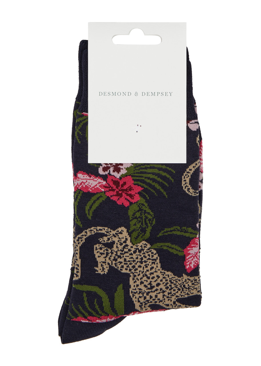 Desmond & Dempsey Soleia Cotton-blend Socks In Navy