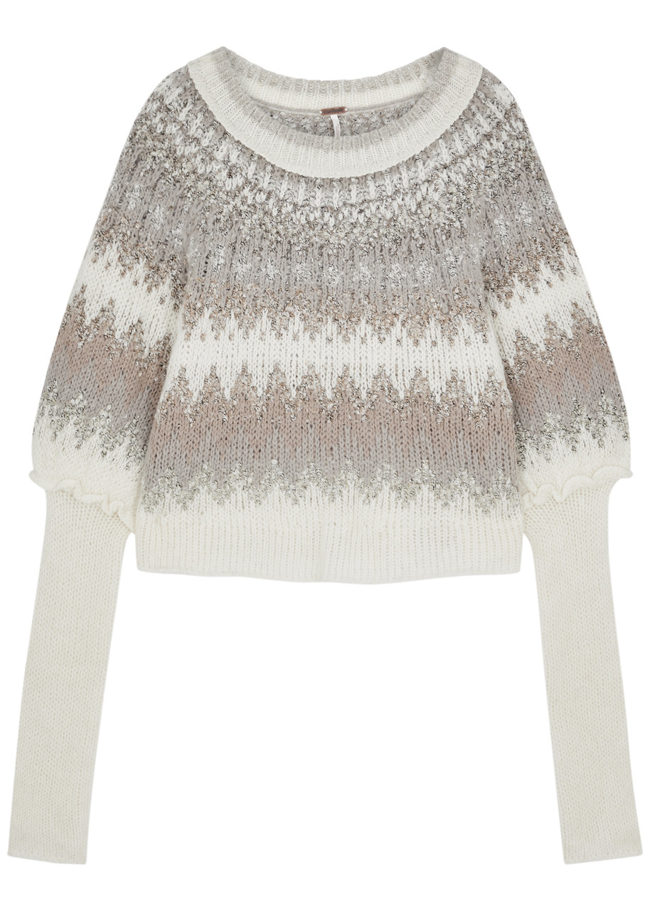Shop Free People Home For The Holidays Intarsia Knitted Jumper In Cream