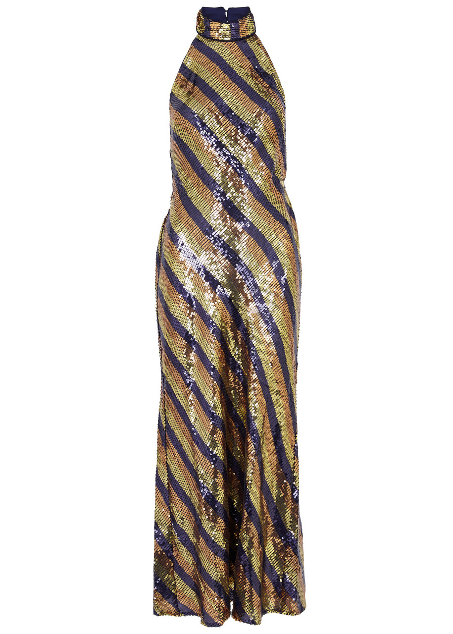 Rixo Pearl Sequin Maxi Dress - Copper - 12 (UK12 / M)