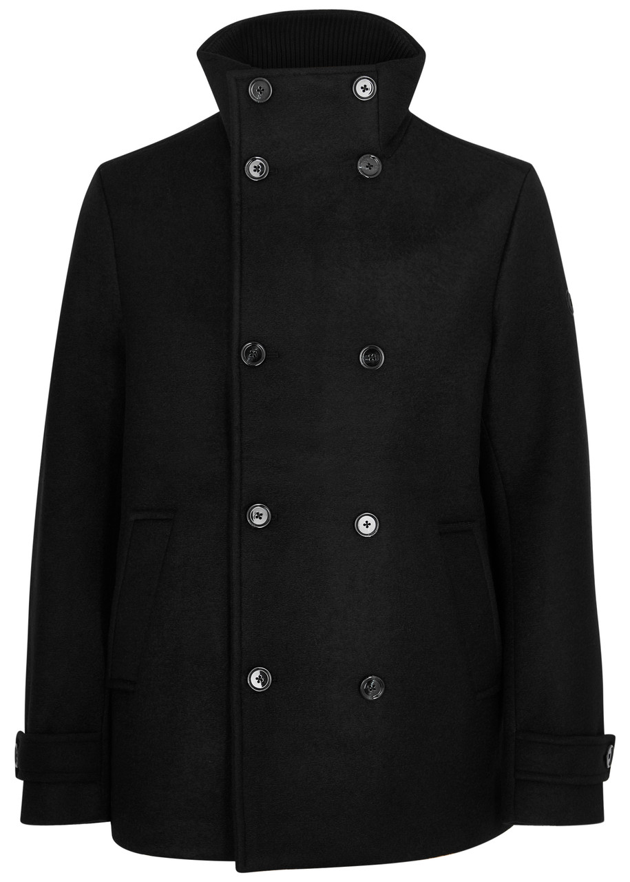 Alpha Tauri Orata Double-breasted Woven Coat In Black