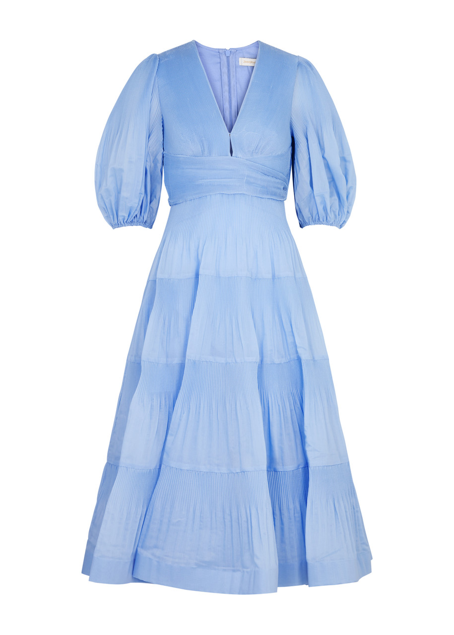 Zimmermann Plissé Organza Midi Dress - Blue