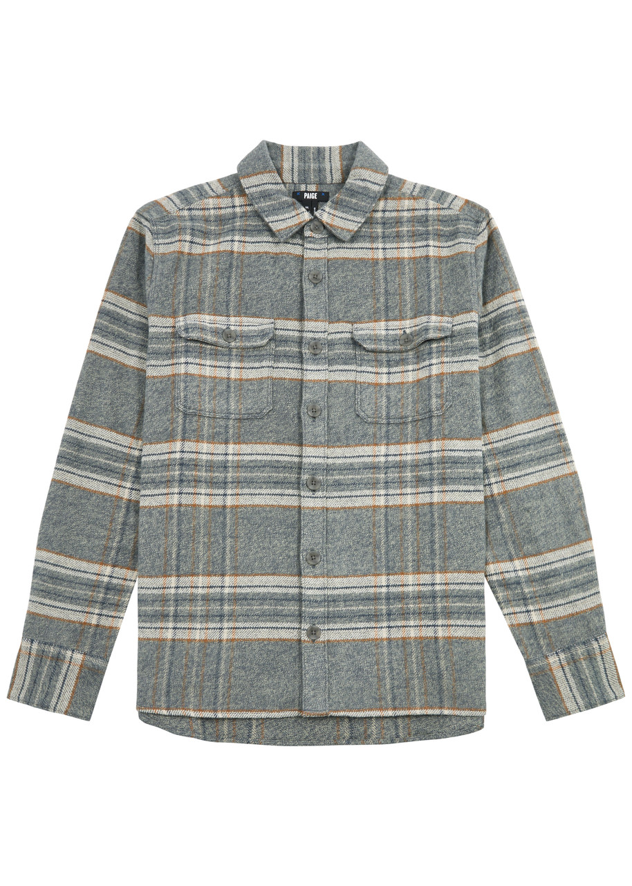 Shop Paige Wilbur Checked Brushed Cotton Overshirt In Grey