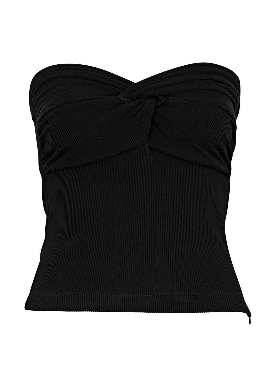 Shop Agolde Tonia Strapless Stretch-jersey Top In Black