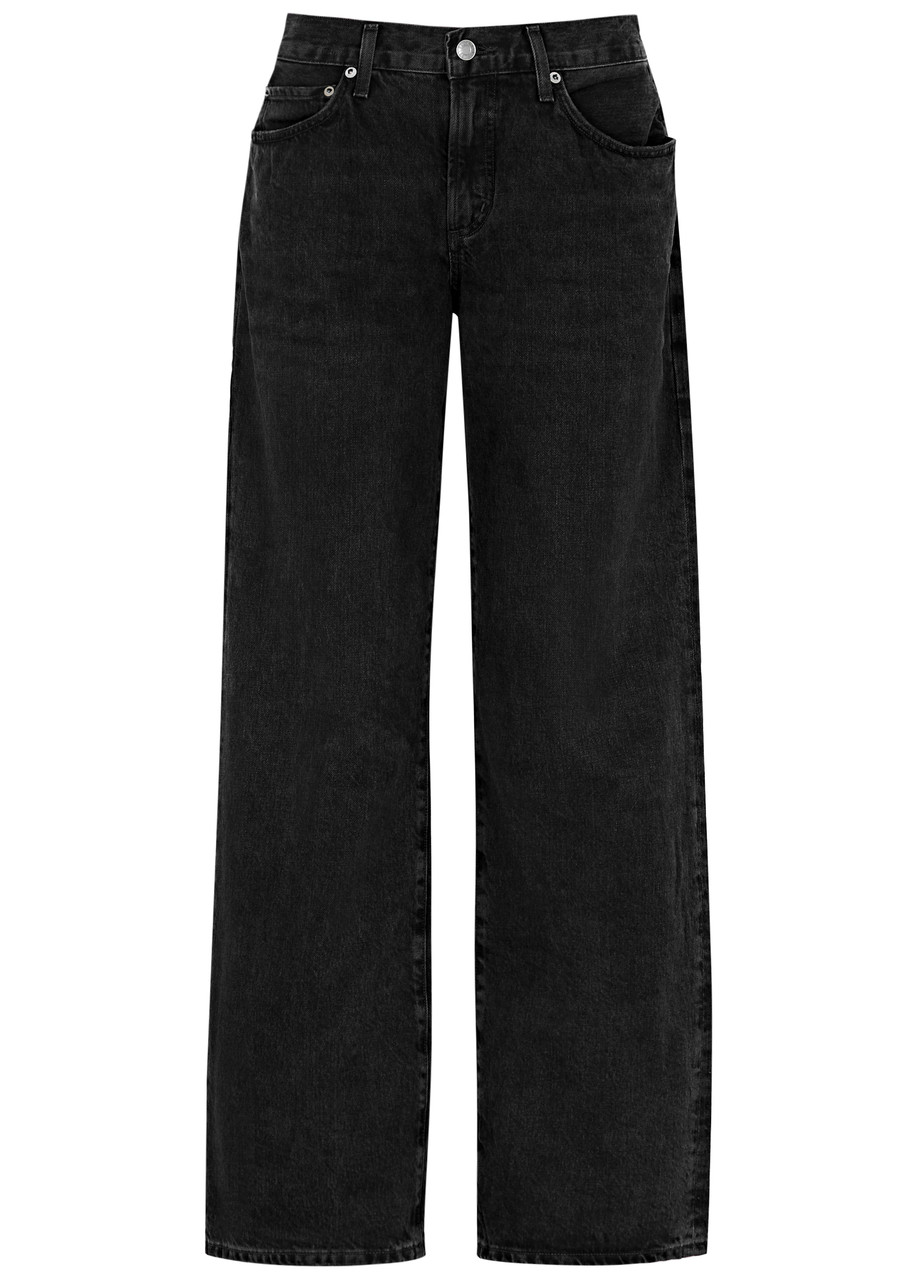 Agolde Low Curve Barrel-leg Jeans In Black