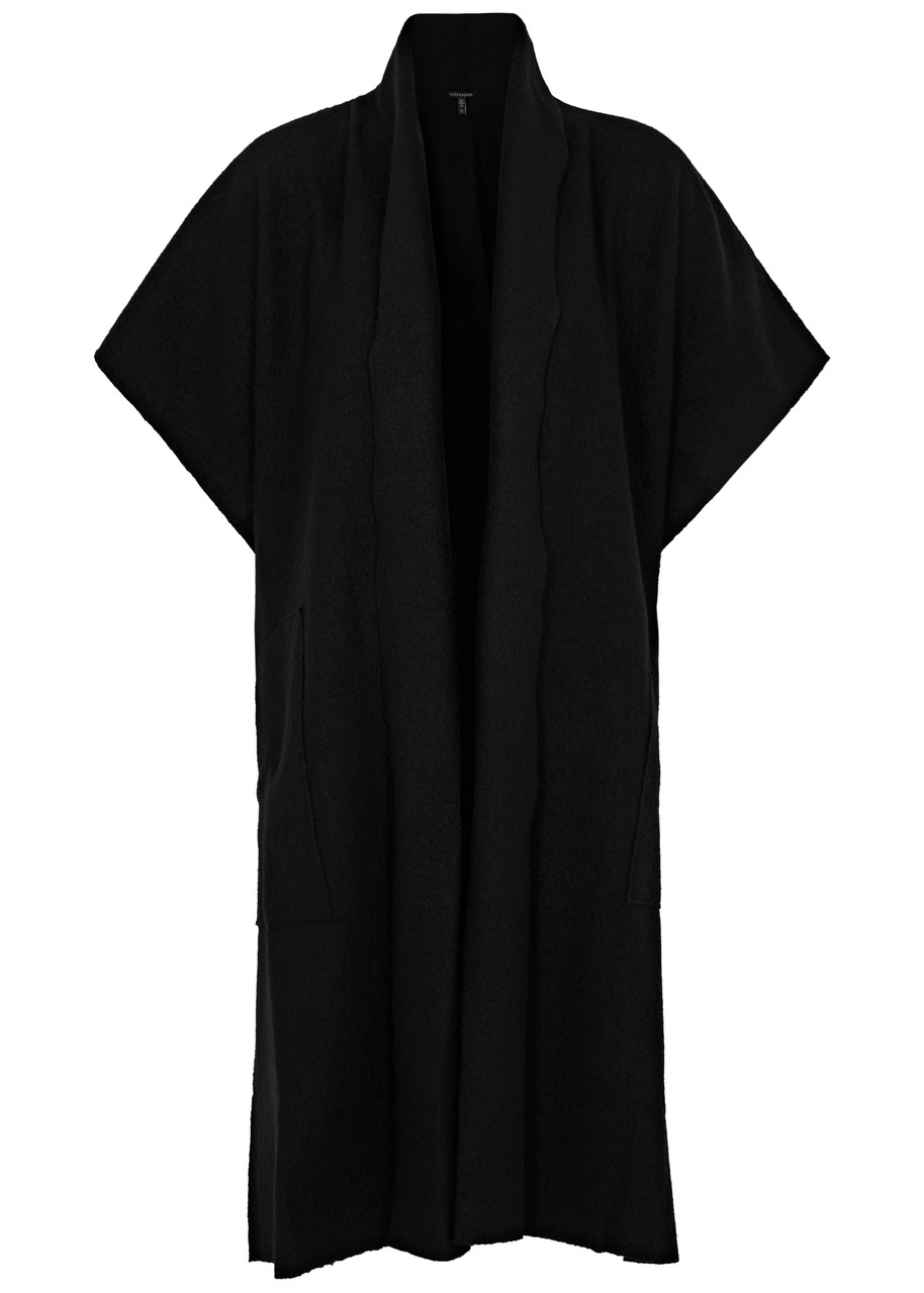Eileen Fisher Bouclé Wool Poncho In Black