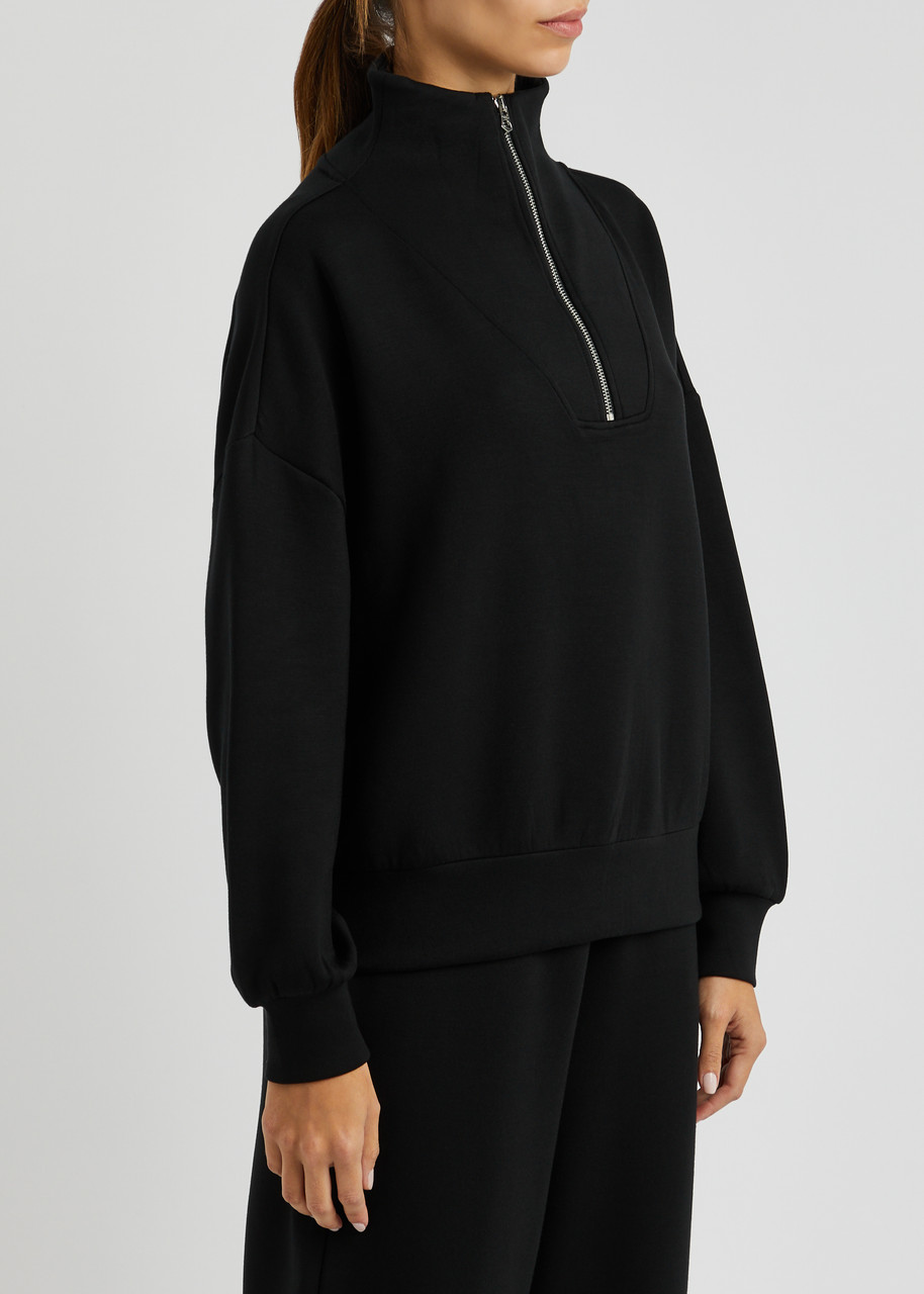 Varley Hawley Half-zip Stretch-jersey Sweatshirt In Black