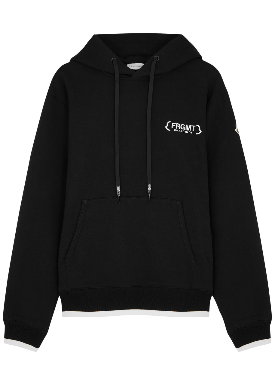 Moncler Frgmt Logo Hooded Cotton Sweatshirt In Black
