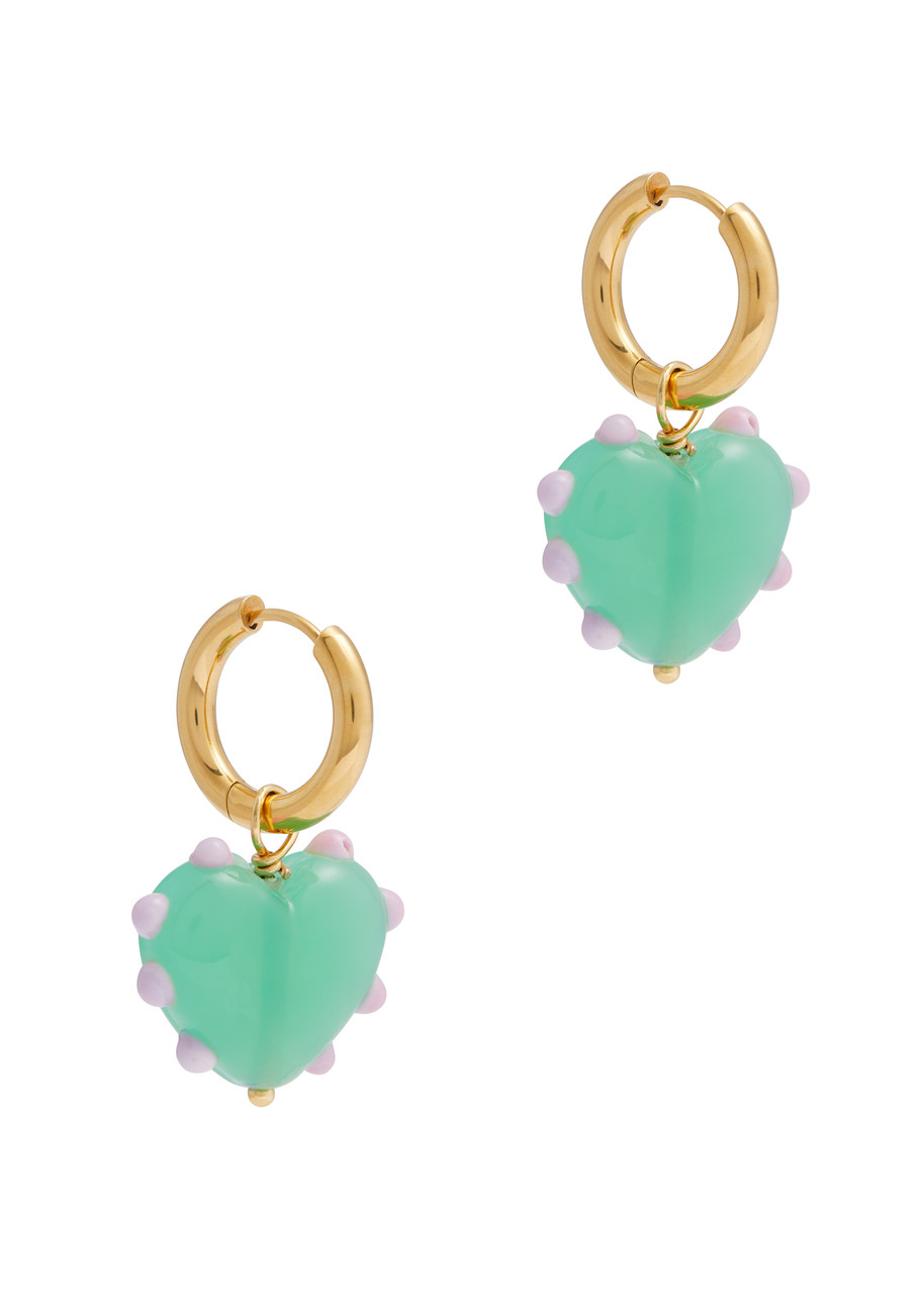 Sandralexandra Milagros 18kt Gold-plated Hoop Earrings In Green