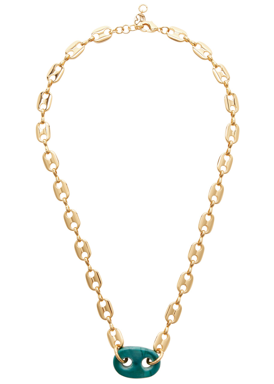 Sandralexandra Marnier 18kt Gold-plated Chain Necklace In Turquoise