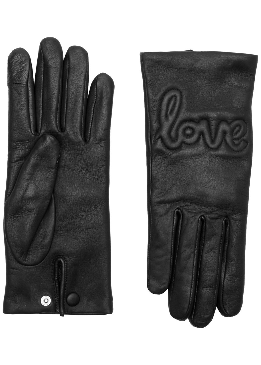 Agnelle Moor Love Leather Gloves In Black