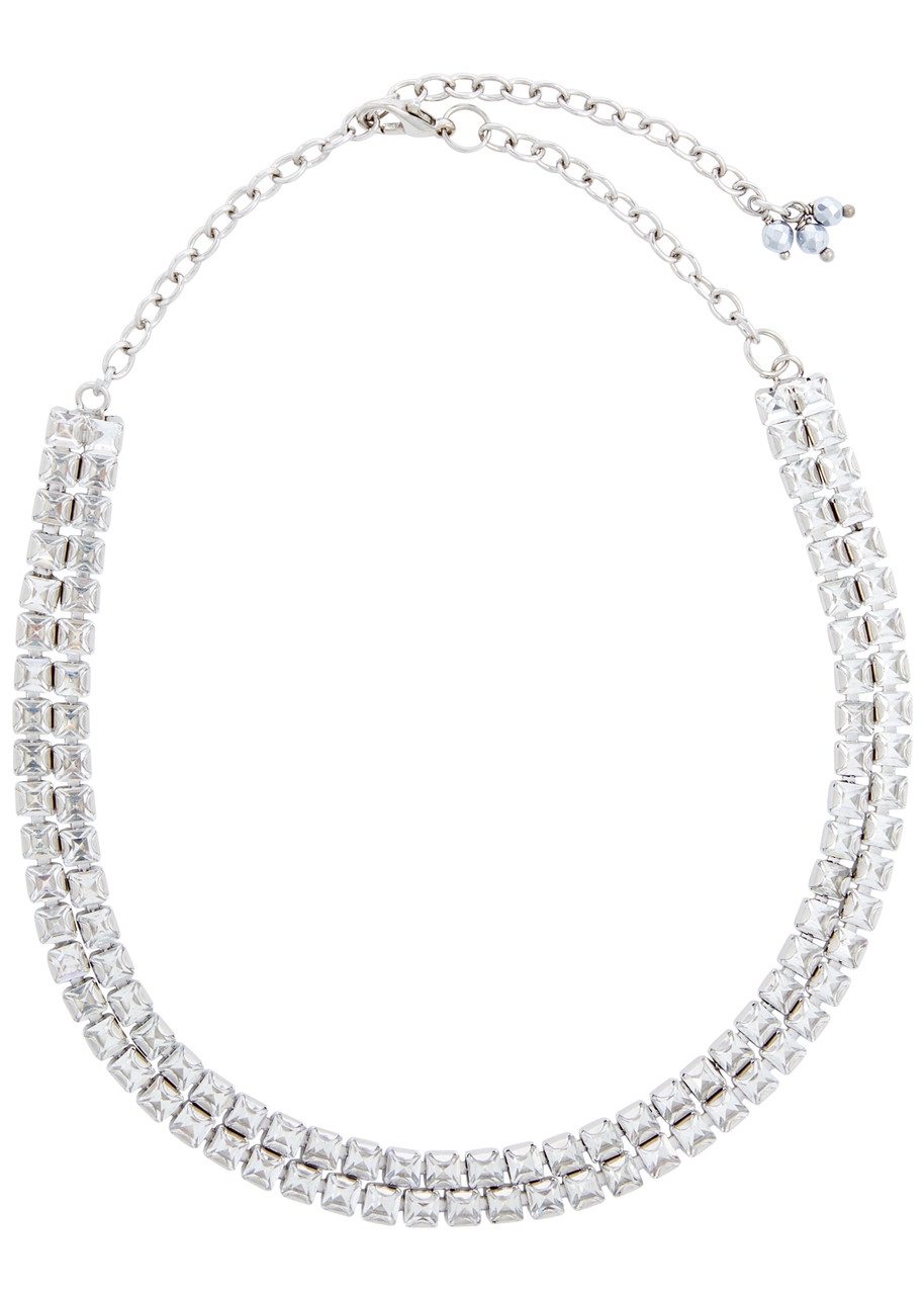 Rosantica Vetro Layered Crystal-embellished Choker In Silver