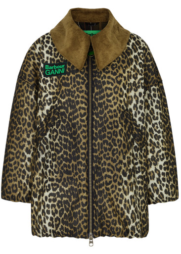 BARBOUR X Ganni leopard-print waxed bomber jacket | Harvey Nichols