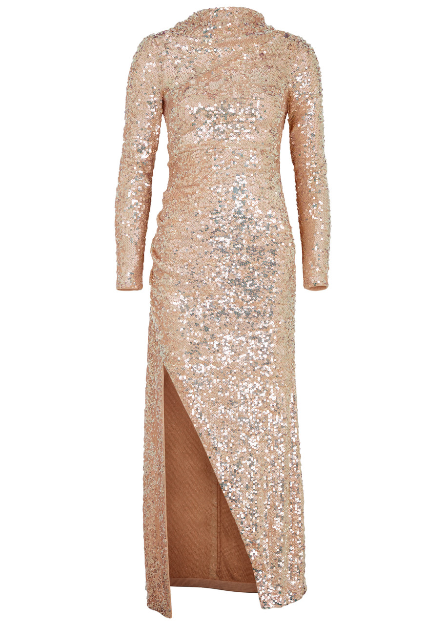 Needle & Thread Claudette Sequin-embellished Gown In Gold